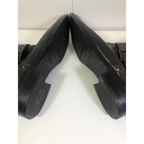 To Boot New York Leather Square Toe Moto Strap Boot Charcoal Mens US 8